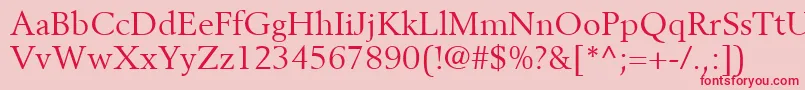 BerlingLtRoman-Schriftart – Rote Schriften auf rosa Hintergrund