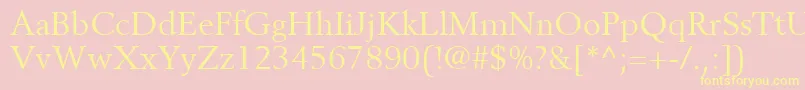 BerlingLtRoman-Schriftart – Gelbe Schriften auf rosa Hintergrund