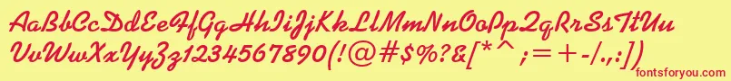 KaufmannBoldBt Font – Red Fonts on Yellow Background