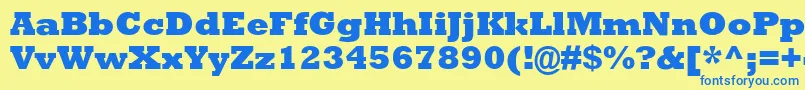 フォントAstuteBlackSsiExtraBold – 青い文字が黄色の背景にあります。