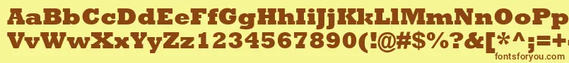 フォントAstuteBlackSsiExtraBold – 茶色の文字が黄色の背景にあります。