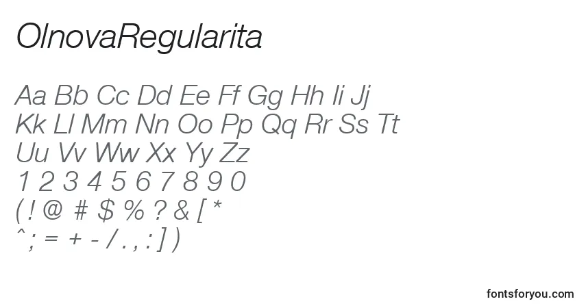 A fonte OlnovaRegularita – alfabeto, números, caracteres especiais