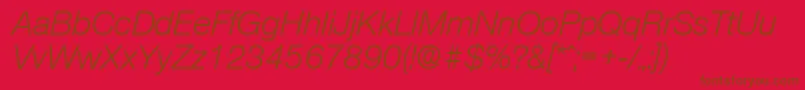 OlnovaRegularita-Schriftart – Braune Schriften auf rotem Hintergrund