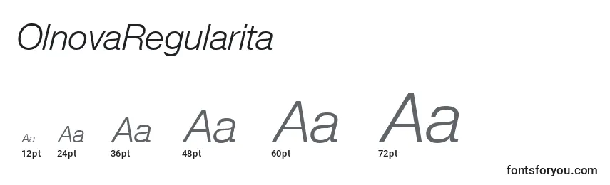 Размеры шрифта OlnovaRegularita