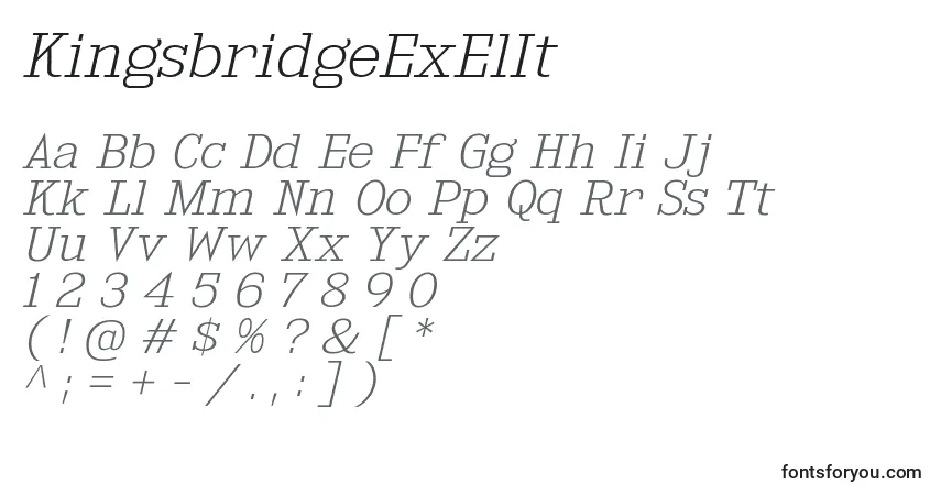 Шрифт KingsbridgeExElIt – алфавит, цифры, специальные символы