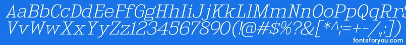 KingsbridgeExElIt-Schriftart – Weiße Schriften auf blauem Hintergrund