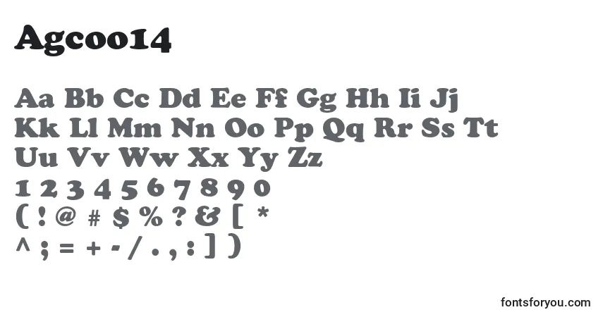 Czcionka Agcoo14 – alfabet, cyfry, specjalne znaki