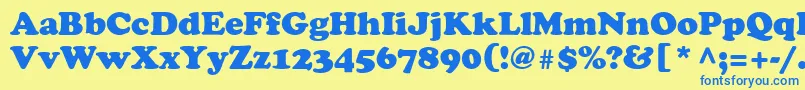 フォントAgcoo14 – 青い文字が黄色の背景にあります。