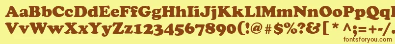 フォントAgcoo14 – 茶色の文字が黄色の背景にあります。