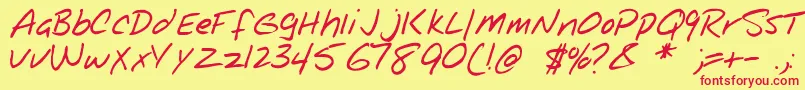 NotepadRegular Font – Red Fonts on Yellow Background