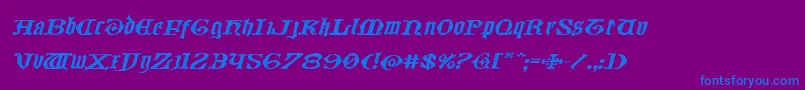 フォントWestdelphiaxtraexpandital – 紫色の背景に青い文字