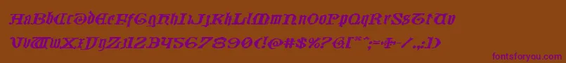 Шрифт Westdelphiaxtraexpandital – фиолетовые шрифты на коричневом фоне