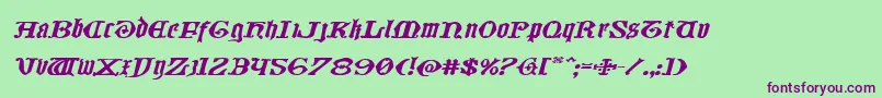 Шрифт Westdelphiaxtraexpandital – фиолетовые шрифты на зелёном фоне