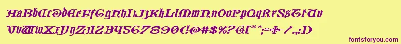 Westdelphiaxtraexpandital Font – Purple Fonts on Yellow Background