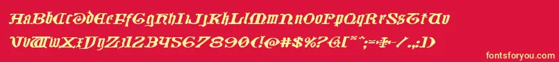 Westdelphiaxtraexpandital Font – Yellow Fonts on Red Background