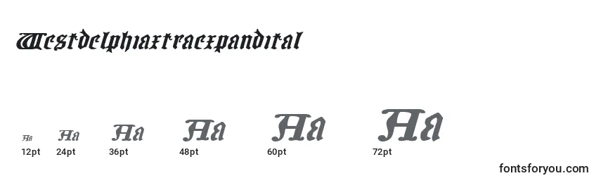 Größen der Schriftart Westdelphiaxtraexpandital