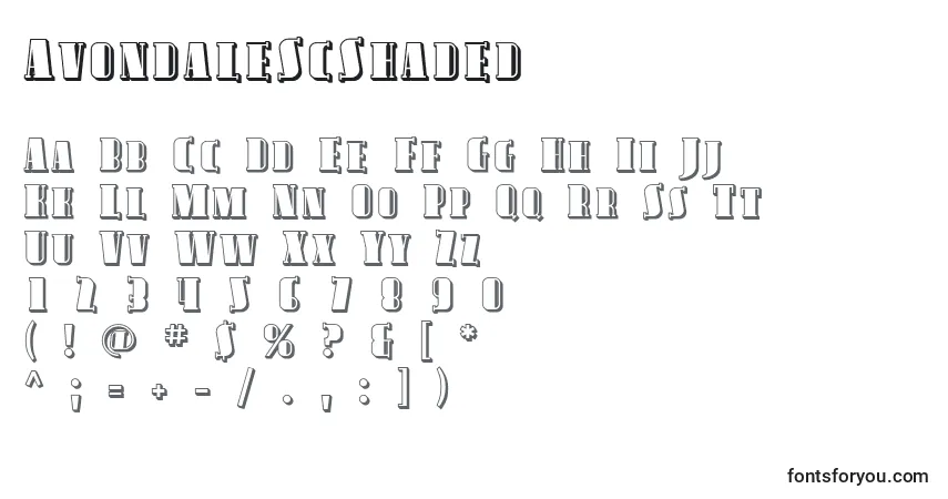 AvondaleScShadedフォント–アルファベット、数字、特殊文字