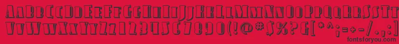 AvondaleScShaded-Schriftart – Schwarze Schriften auf rotem Hintergrund