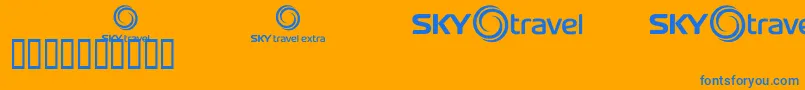 Skyfonttravel Font – Blue Fonts on Orange Background