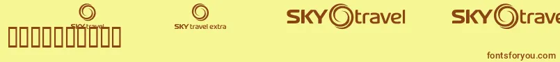 Skyfonttravel-Schriftart – Braune Schriften auf gelbem Hintergrund