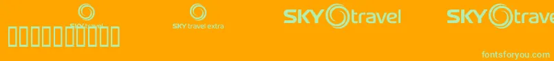 Skyfonttravel Font – Green Fonts on Orange Background