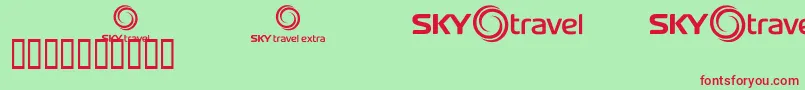 Fonte Skyfonttravel – fontes vermelhas em um fundo verde