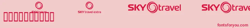 Skyfonttravel-Schriftart – Rote Schriften auf rosa Hintergrund