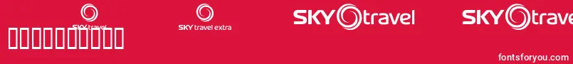 Skyfonttravel-Schriftart – Weiße Schriften auf rotem Hintergrund