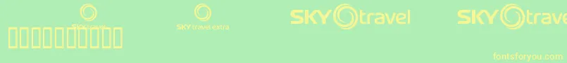 Skyfonttravel-Schriftart – Gelbe Schriften auf grünem Hintergrund