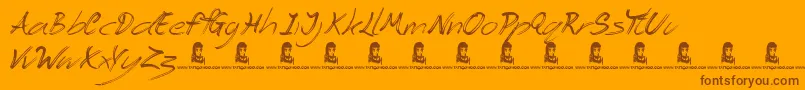 TheAngels-fontti – ruskeat fontit oranssilla taustalla