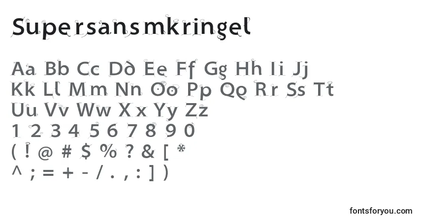 Czcionka Supersansmkringel – alfabet, cyfry, specjalne znaki