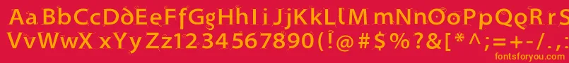 Supersansmkringel Font – Orange Fonts on Red Background