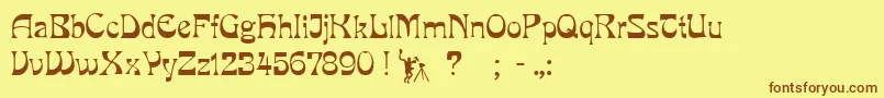 PcmiraRegular Font – Brown Fonts on Yellow Background
