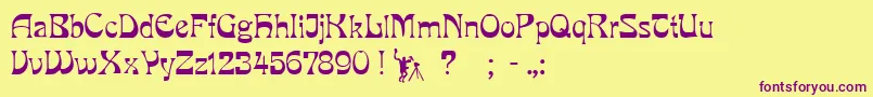 PcmiraRegular Font – Purple Fonts on Yellow Background