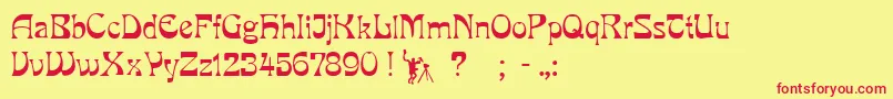 PcmiraRegular Font – Red Fonts on Yellow Background