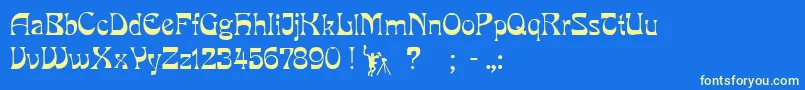 PcmiraRegular Font – Yellow Fonts on Blue Background