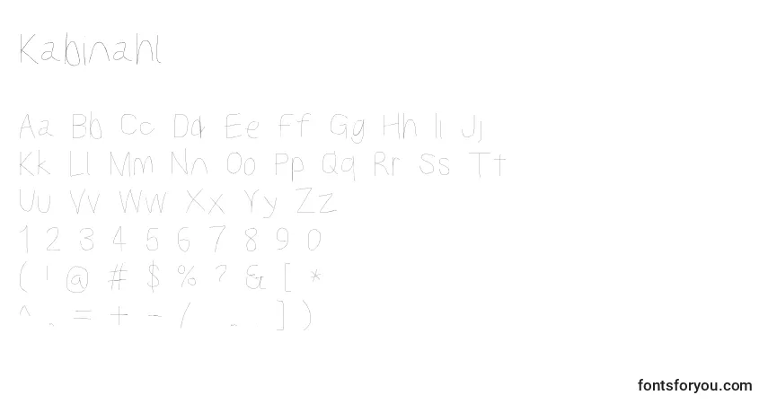 A fonte Kabinahl – alfabeto, números, caracteres especiais
