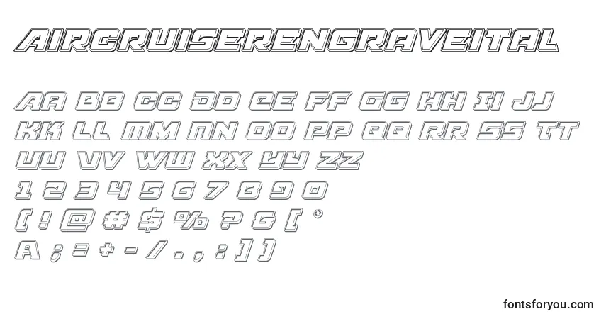 Schriftart Aircruiserengraveital – Alphabet, Zahlen, spezielle Symbole