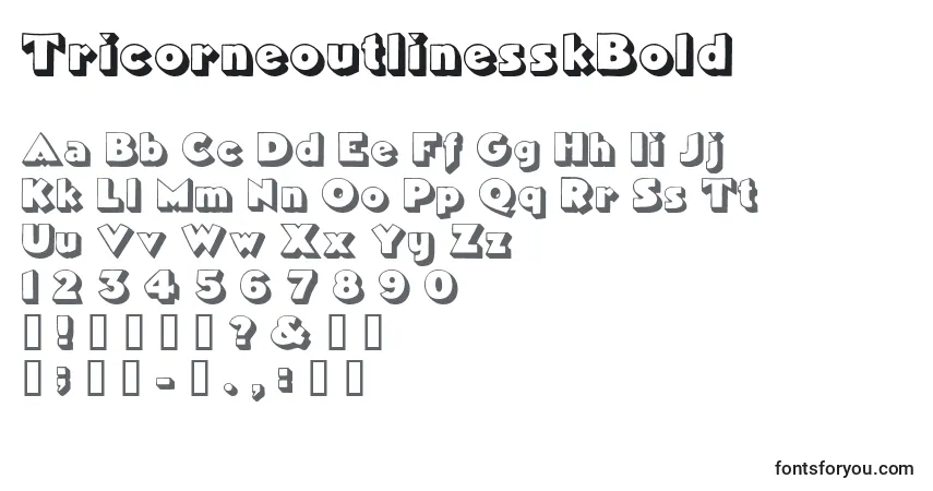 A fonte TricorneoutlinesskBold – alfabeto, números, caracteres especiais