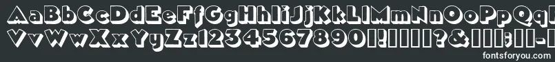 フォントTricorneoutlinesskBold – 黒い背景に白い文字