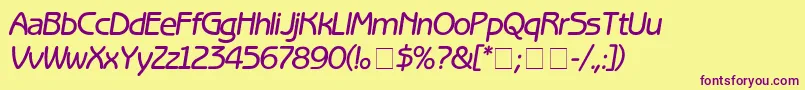 Fonte BenguiatGothicMediumitalic – fontes roxas em um fundo amarelo