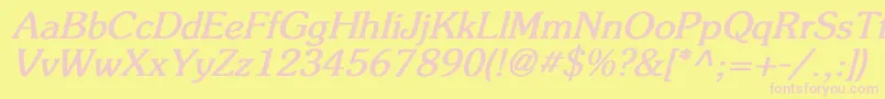 FlicknerBoldItalic-Schriftart – Rosa Schriften auf gelbem Hintergrund