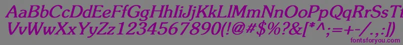 フォントFlicknerBoldItalic – 紫色のフォント、灰色の背景