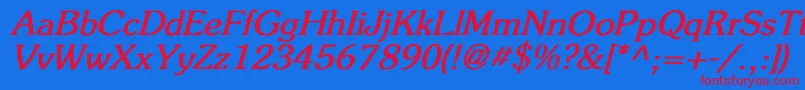 FlicknerBoldItalic Font – Red Fonts on Blue Background