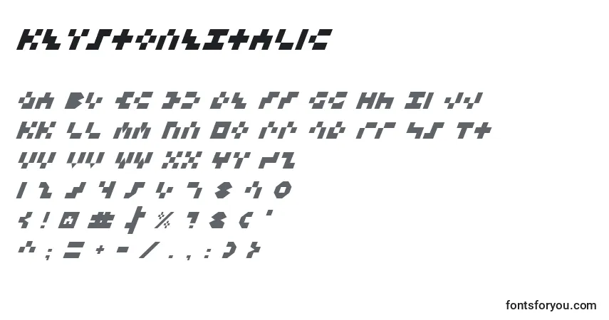 Fuente KeystoneItalic - alfabeto, números, caracteres especiales
