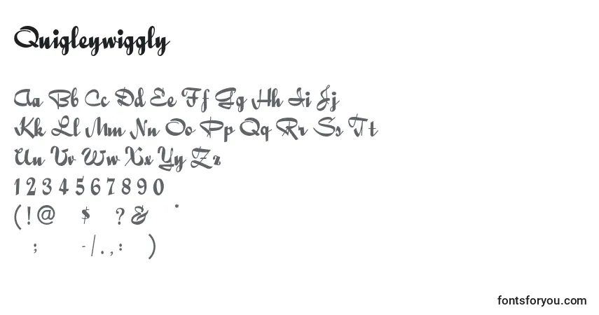 A fonte Quigleywiggly – alfabeto, números, caracteres especiais