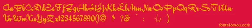 Quigleywiggly Font – Orange Fonts on Red Background