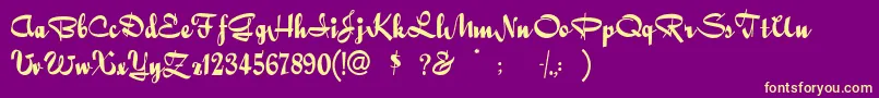 Quigleywiggly Font – Yellow Fonts on Purple Background