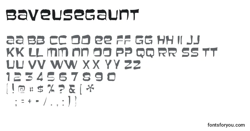 A fonte Baveusegaunt – alfabeto, números, caracteres especiais