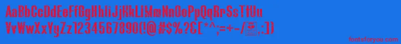 BluefishScratchedDemo-Schriftart – Rote Schriften auf blauem Hintergrund